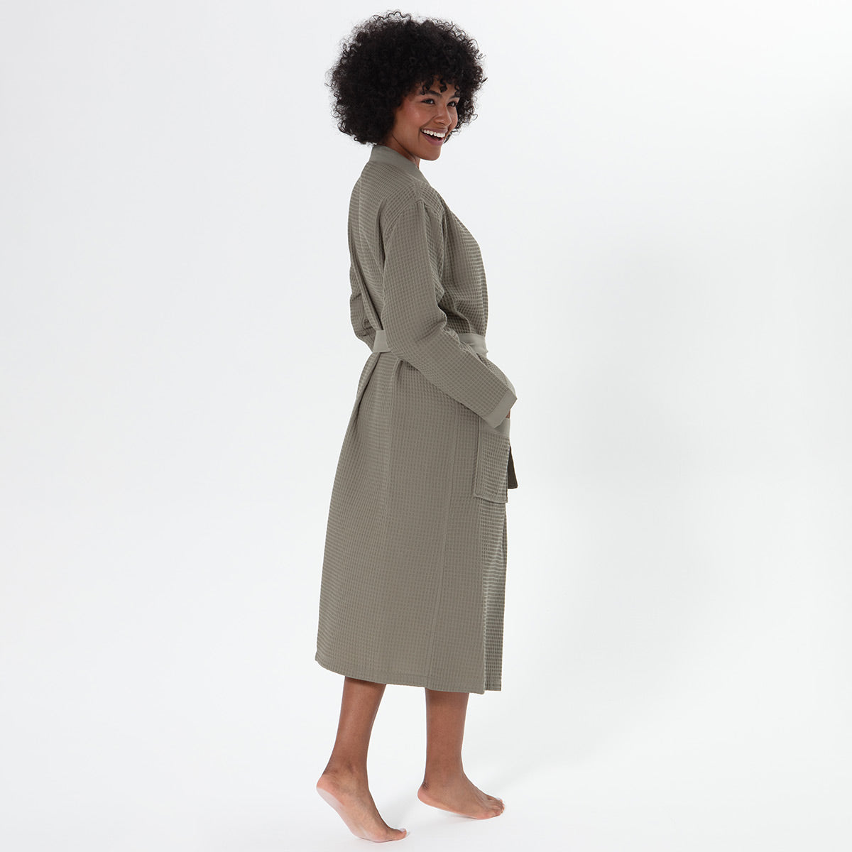 Women’s Lightweight Kimono Waffle Spa Robe-9