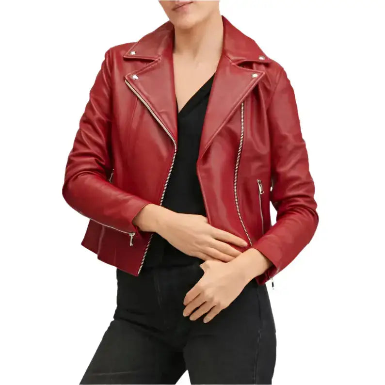 Women’s Burgundy Leather Jacket