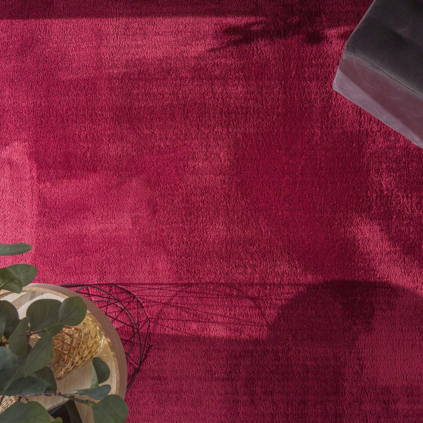 Soft Area Rug with Anti-Slip Backing Washable - Red