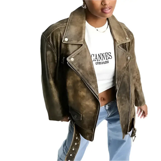 Women’s Vintage Distressed Leather Jacket