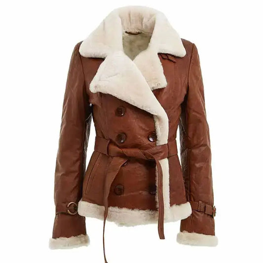 Women’s Double Breasted Shearling Jacket