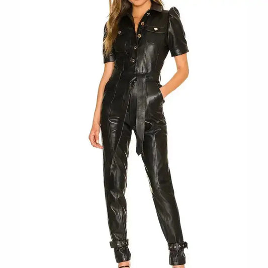 Women’s Genuine Lambskin Leather Jumpsuit
