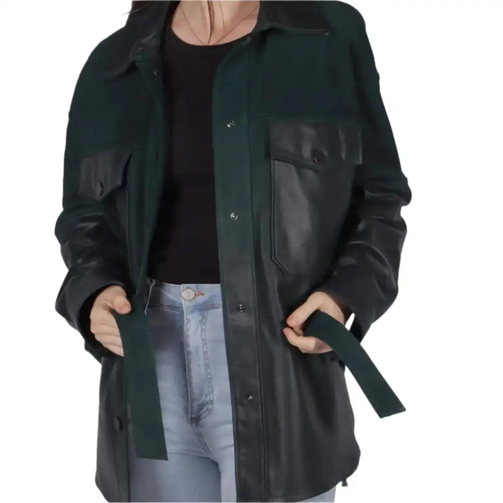 Women’s Green Suede Leather Jacket