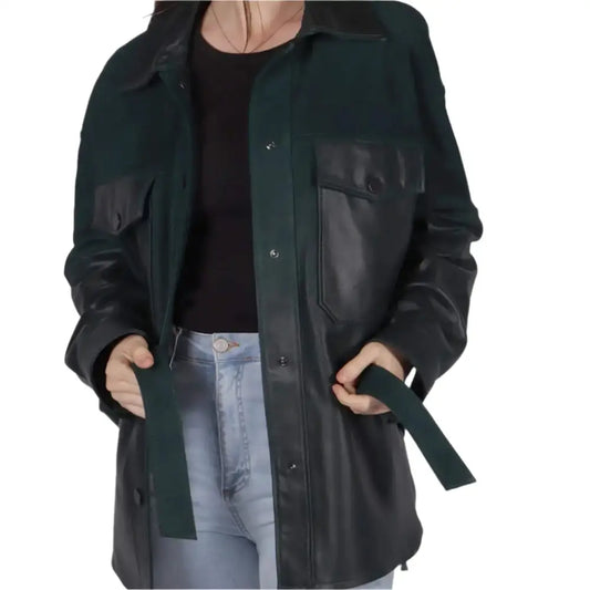 Women’s Green Suede Leather Jacket