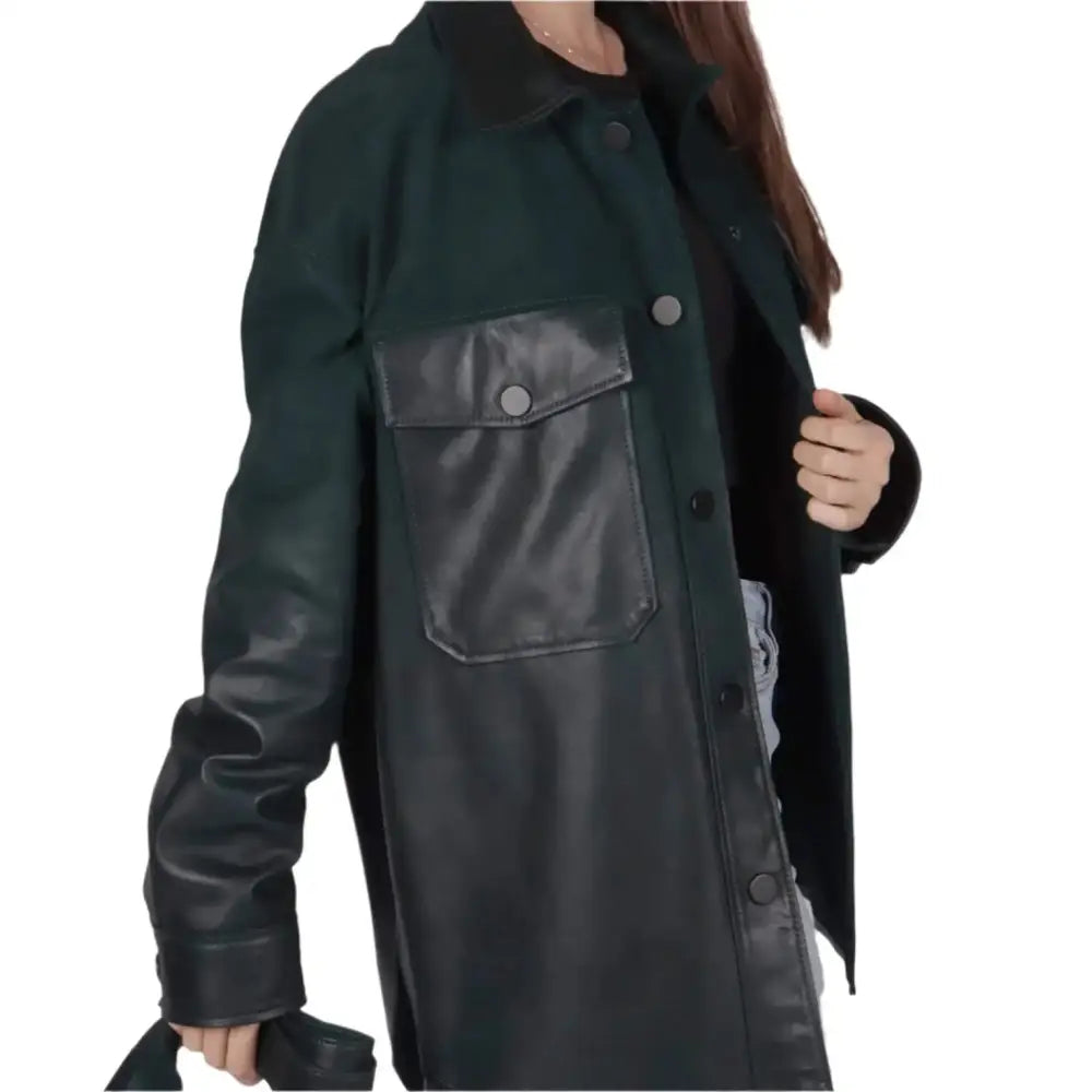 Women’s Green Suede Leather Jacket