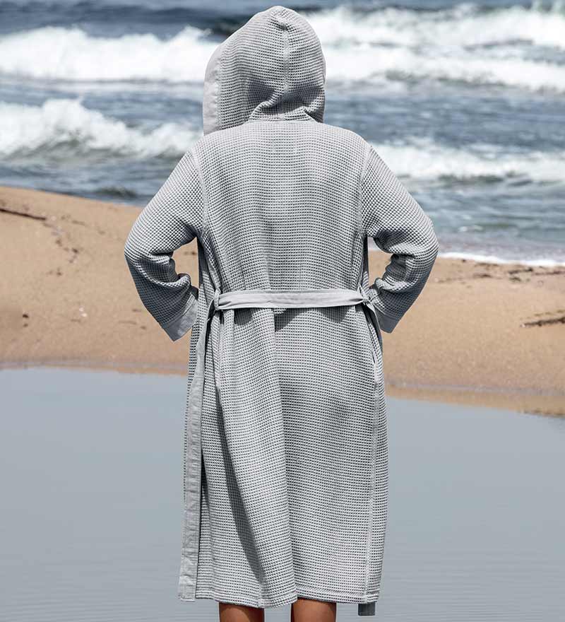 Women’s Turkish Cotton Waffle Hooded Robe