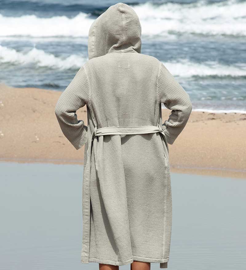 Women’s Turkish Cotton Waffle Hooded Robe
