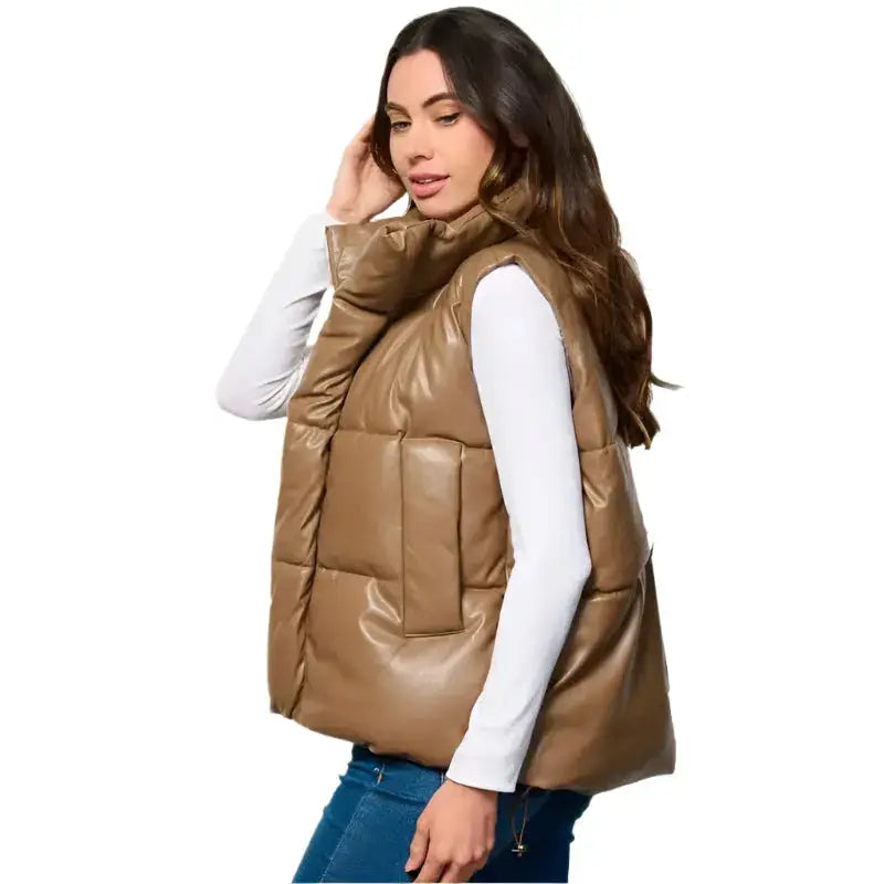 Women’s Khaki Puffer Vest