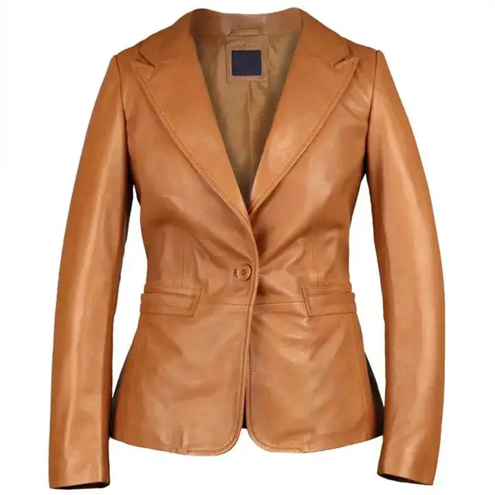 Women’s Tan Lambskin Leather Blazer