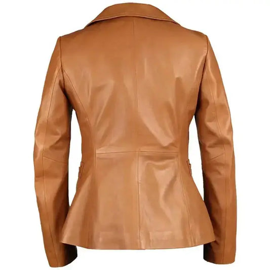 Women’s Tan Lambskin Leather Blazer