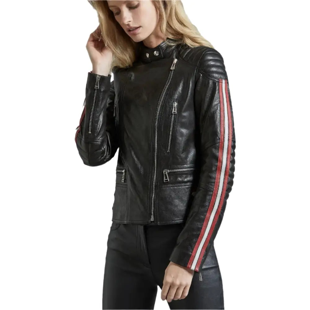 Women’s Black Leather Moto Jacket
