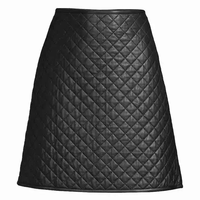 Women’s Quilted Leather Skirt-0