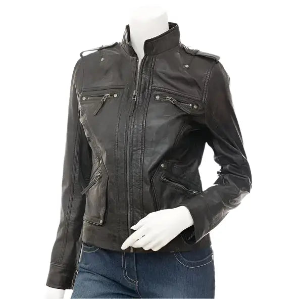 Women’s Raven Black Leather Jacket