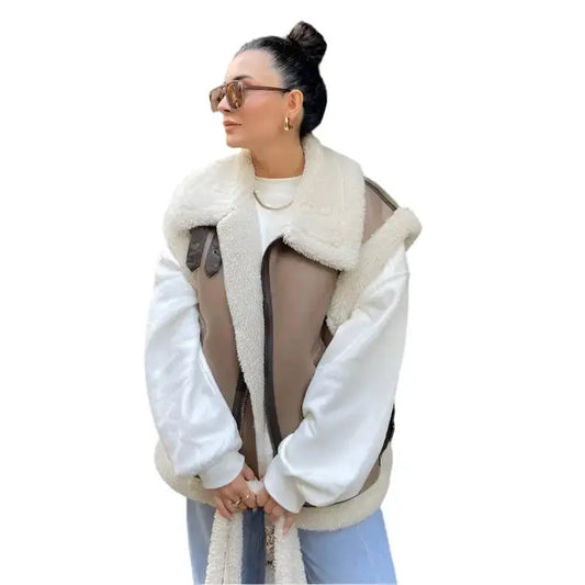 Women’s Shearling Aviator Leather Vest