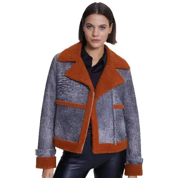 Women’s Orange Sheepskin Fur Jacket