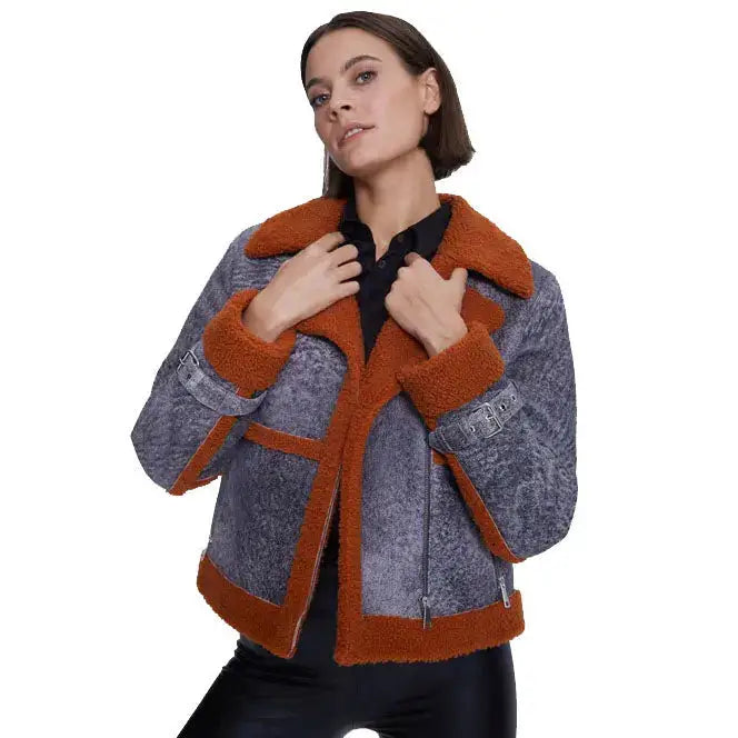 Women’s Orange Sheepskin Fur Jacket