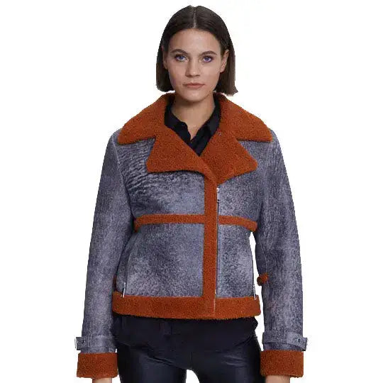 Women’s Orange Sheepskin Fur Jacket