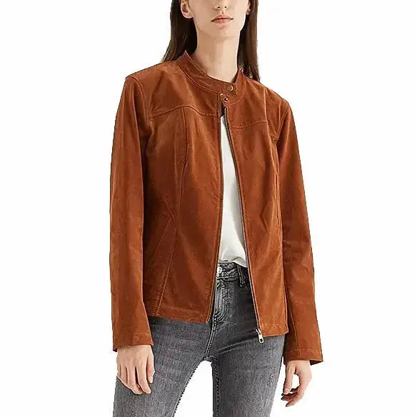 Women’s Suede Biker Jacket-0